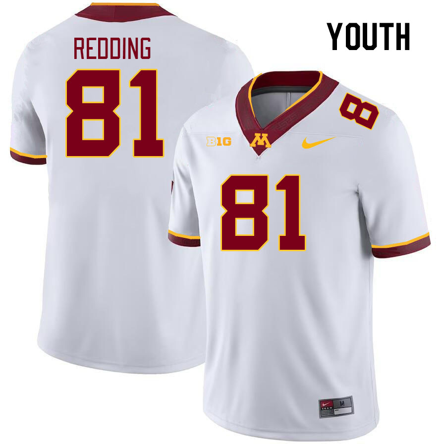 Youth #81 Quentin Redding Minnesota Golden Gophers College Football Jerseys Stitched-White